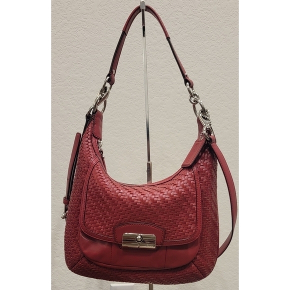 Coach Woven Leather Shoulder Bag with Detachable Crossbody Strap - Picture 1 of 16